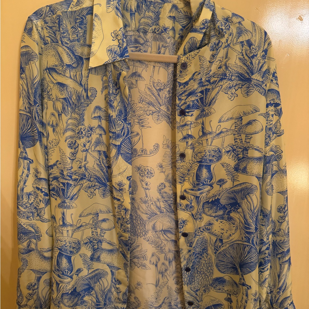 Stella Mccartney Blue Botanical Print Silk Blouse